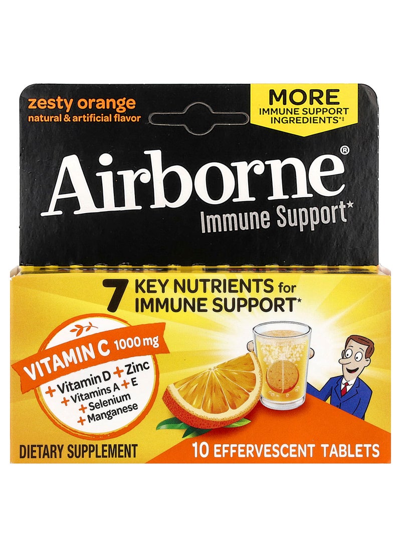 Immune Support Supplement, Zesty Orange, 10 Effervescent Tablets